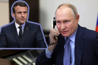 Президенты РФ и Франции Владимир Путин и Эммануэль Макрон Коллаж Kremlin.ru